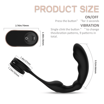 Prostate Massager With 9 Vibrations & Dual Penis Ring