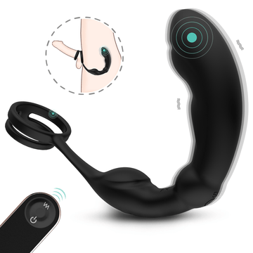 Prostate Massager With 9 Vibrations & Dual Penis Ring