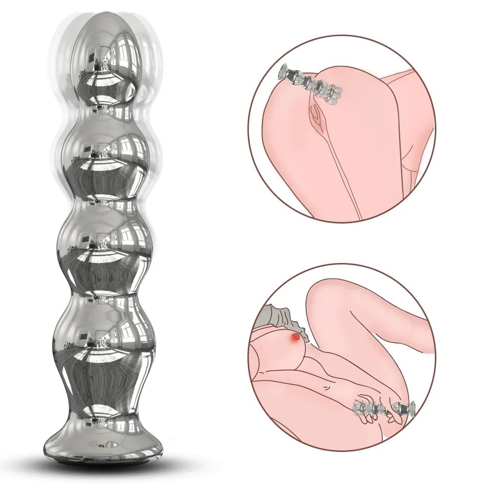 Gude: Vibrating Chill & Thrill Metallic Portable Anal Beads Pleasure Wand