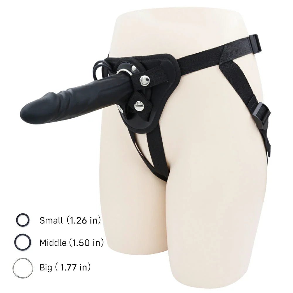 Surf - 2 sizes strap - on black dildo harness set