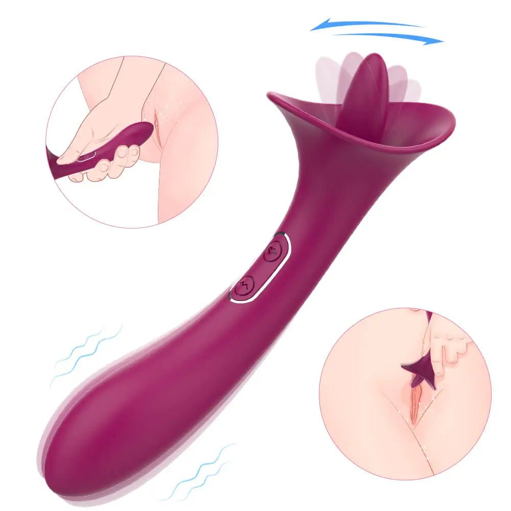 Elegant Double - End G Spot Rabbit Vibrator with Tongue Licking Clitoris