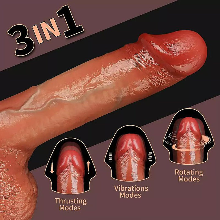 8 Powerful Thursting & Vibrating Rotating 3 in 1 Heating Realistic Dildo