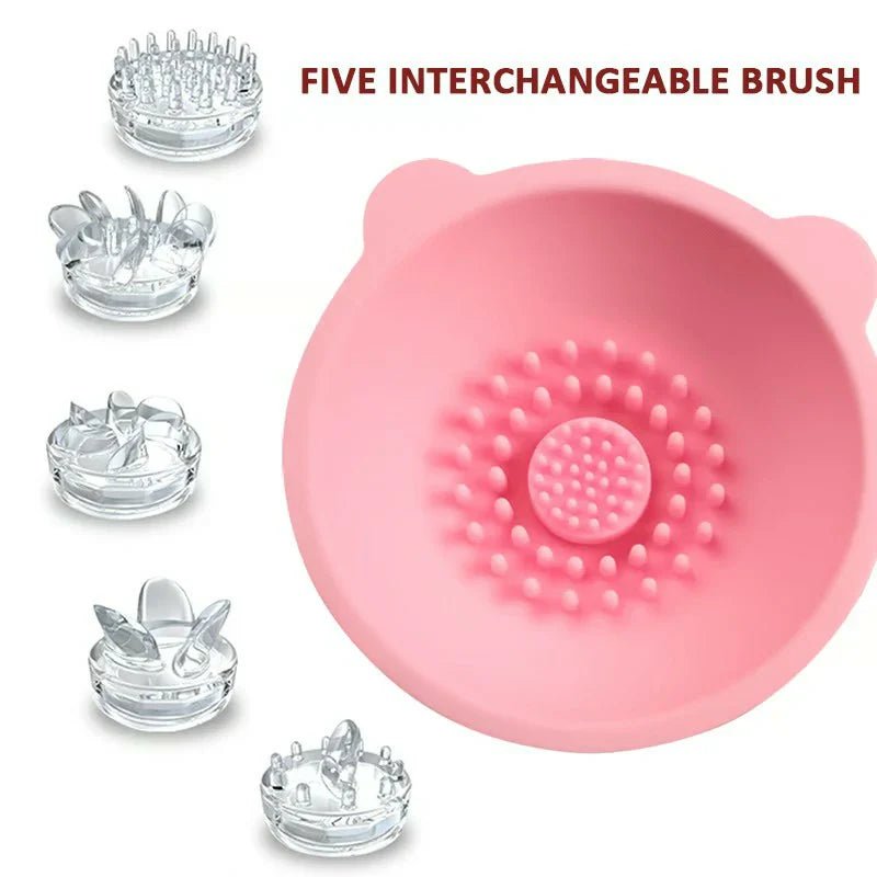 MISS 10 Vibration 360° Rotation 5 Interchnageble Brushes Nipple Toys