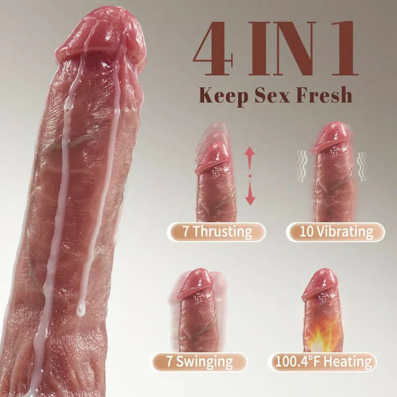 HAT - 4IN1 Small Glans Thick Shaft Big Ball 7 Thrusting Swinging 10 Vibrating Heating Lifelike Dildo 8.66 Inch