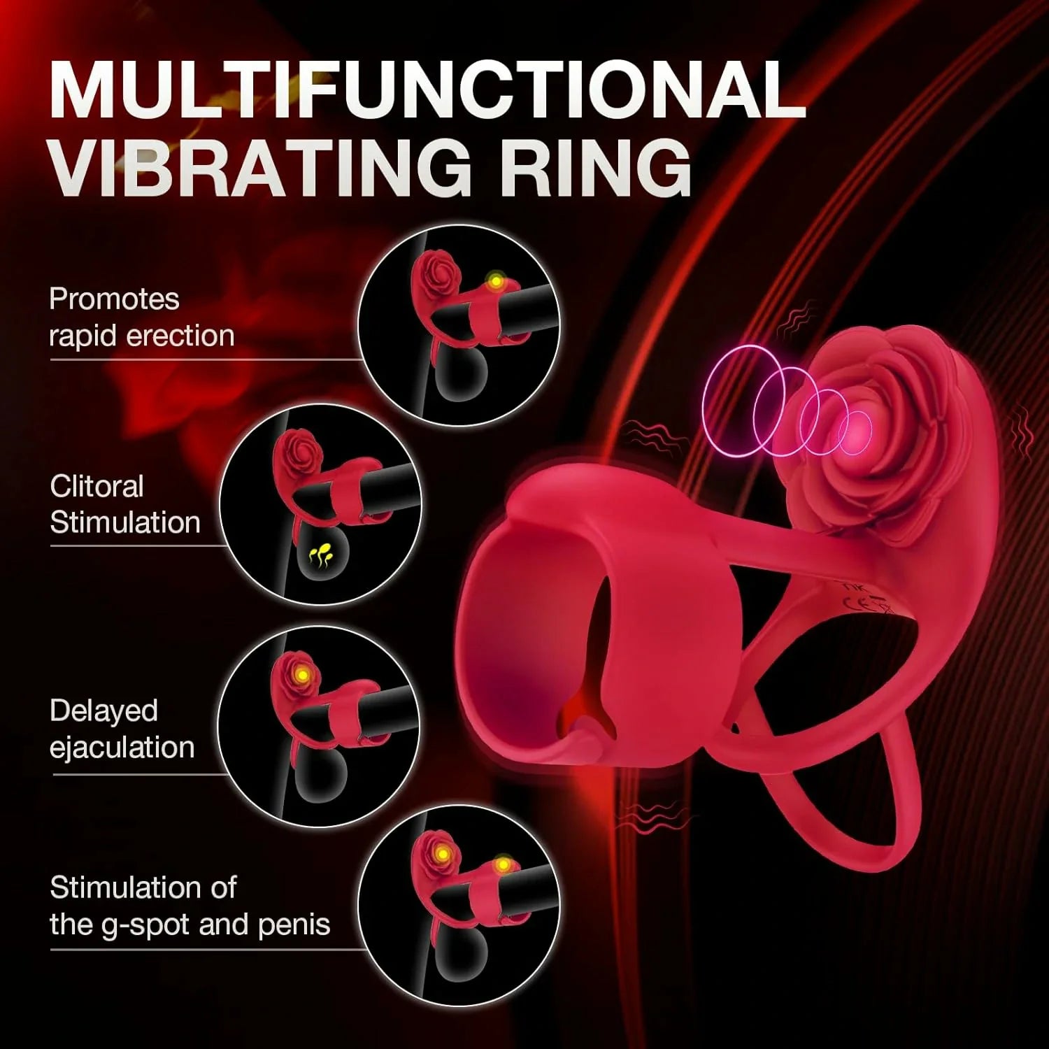 RIDMII - 3IN1 Rose Upgrade Vibrating Cock Ring