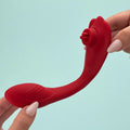 Lit - fiery red dual vibrator C Shaped vibrator with remote