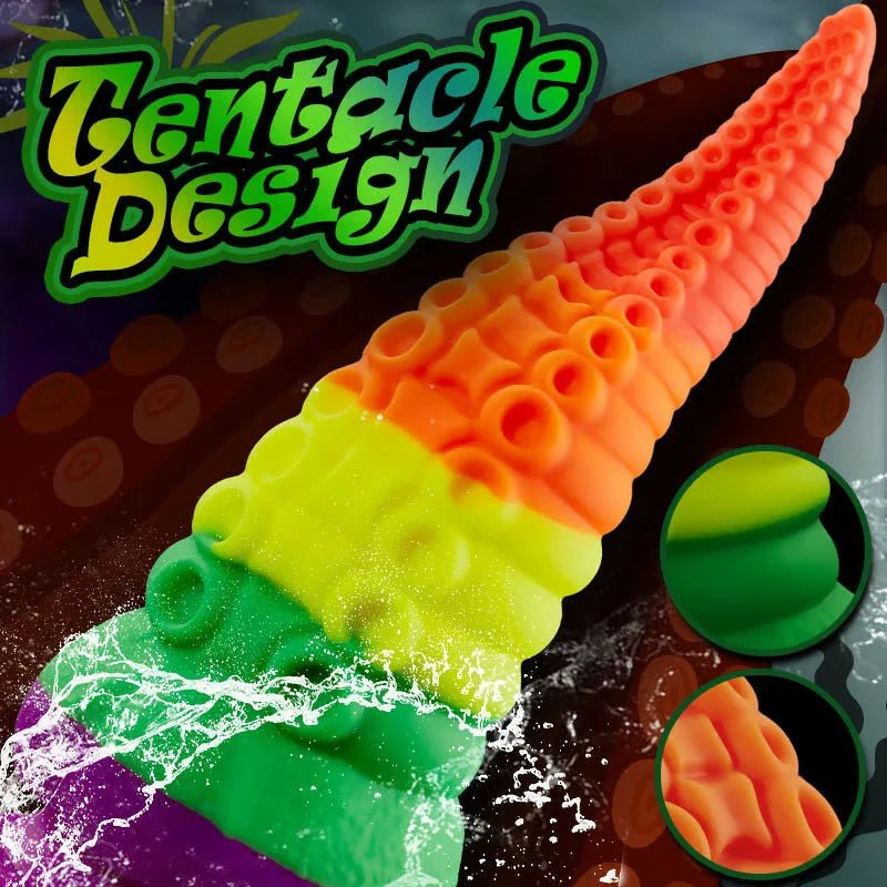 Orsen Tentacle Silicone Rainbow Dildo with Big Suction Cup 8.66 Inch