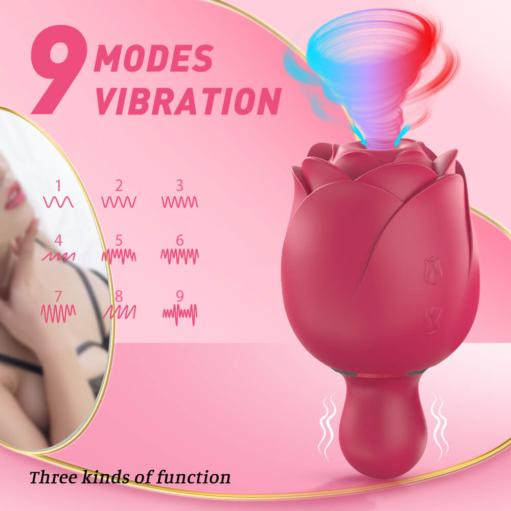 Rose Vibrator With 9 Vibration Clitorial Suction Female Sex Toy