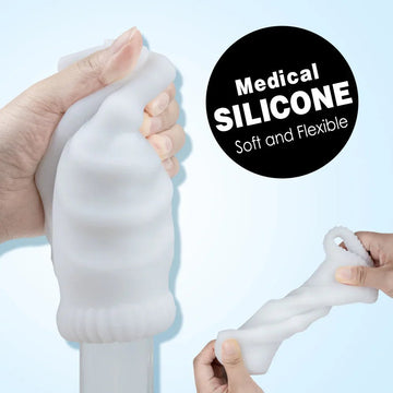 Dual Channel Silicone Vibrating Penis Trainer with Twin Tunnel Openings