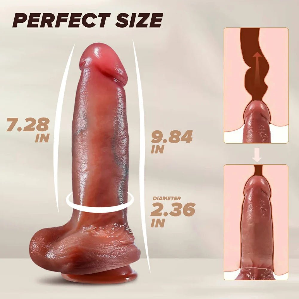 Thick Thrusting Vibrating Heating Realistic Dildo with Strong Suction Cup and Remote Control