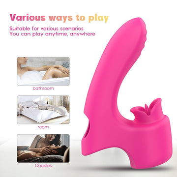 Finger Vibrator with Tongue Licker Clitoris Stimulation