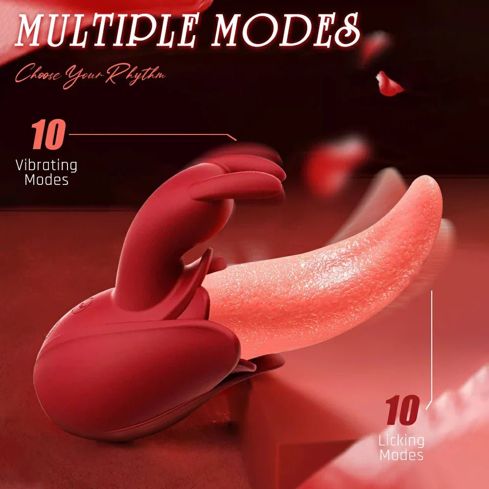 Fervor - 2 in 1 Tongue Licking Rose Toy