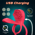 3 - in - 1 Rose Vibrating Penis Sleeve Double Cock Ring & Clitoral Stimulator Pleasure Enhancer for Couples