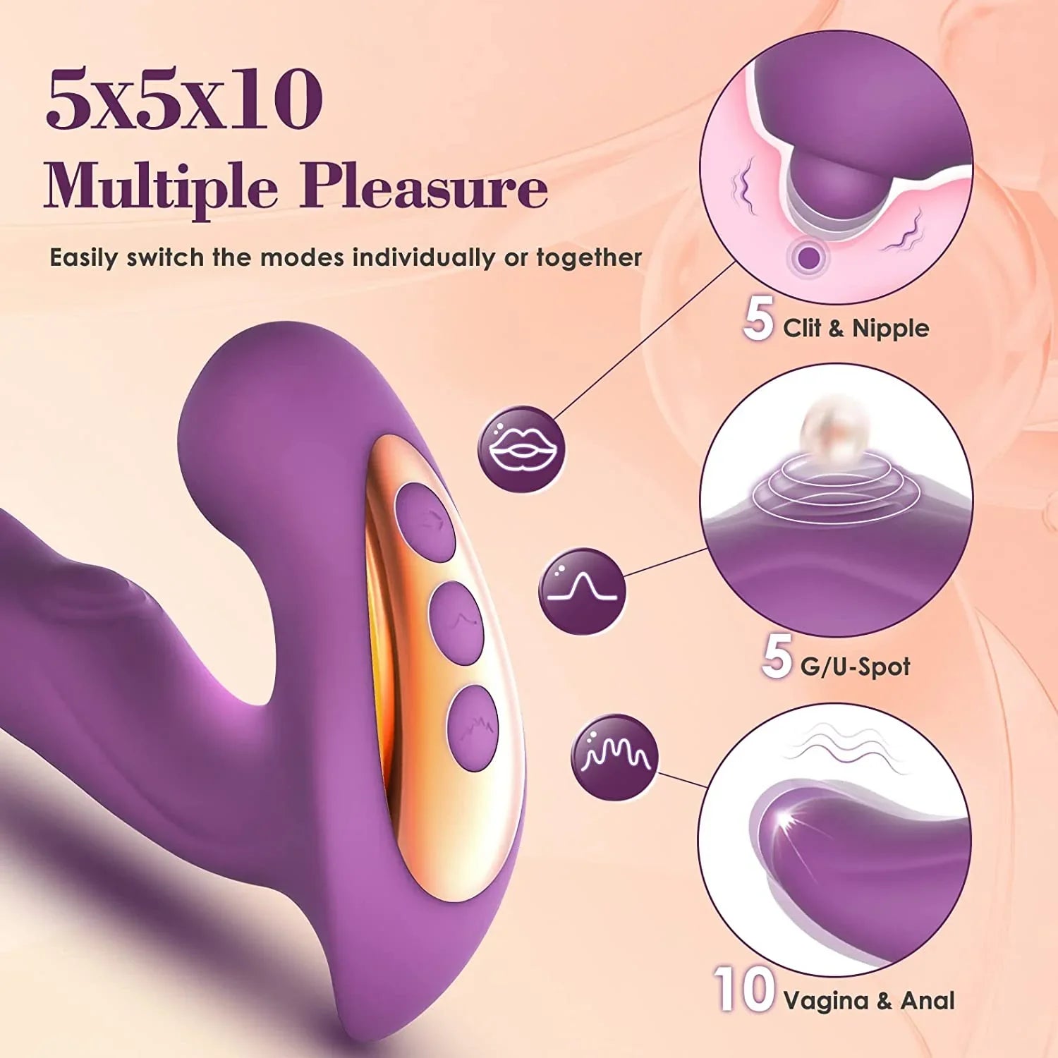 3 in 1 Triple Stimulation Tapping G - spot Vibrator