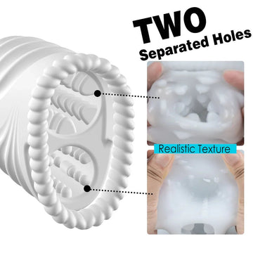 Dual Channel Silicone Vibrating Penis Trainer with Twin Tunnel Openings