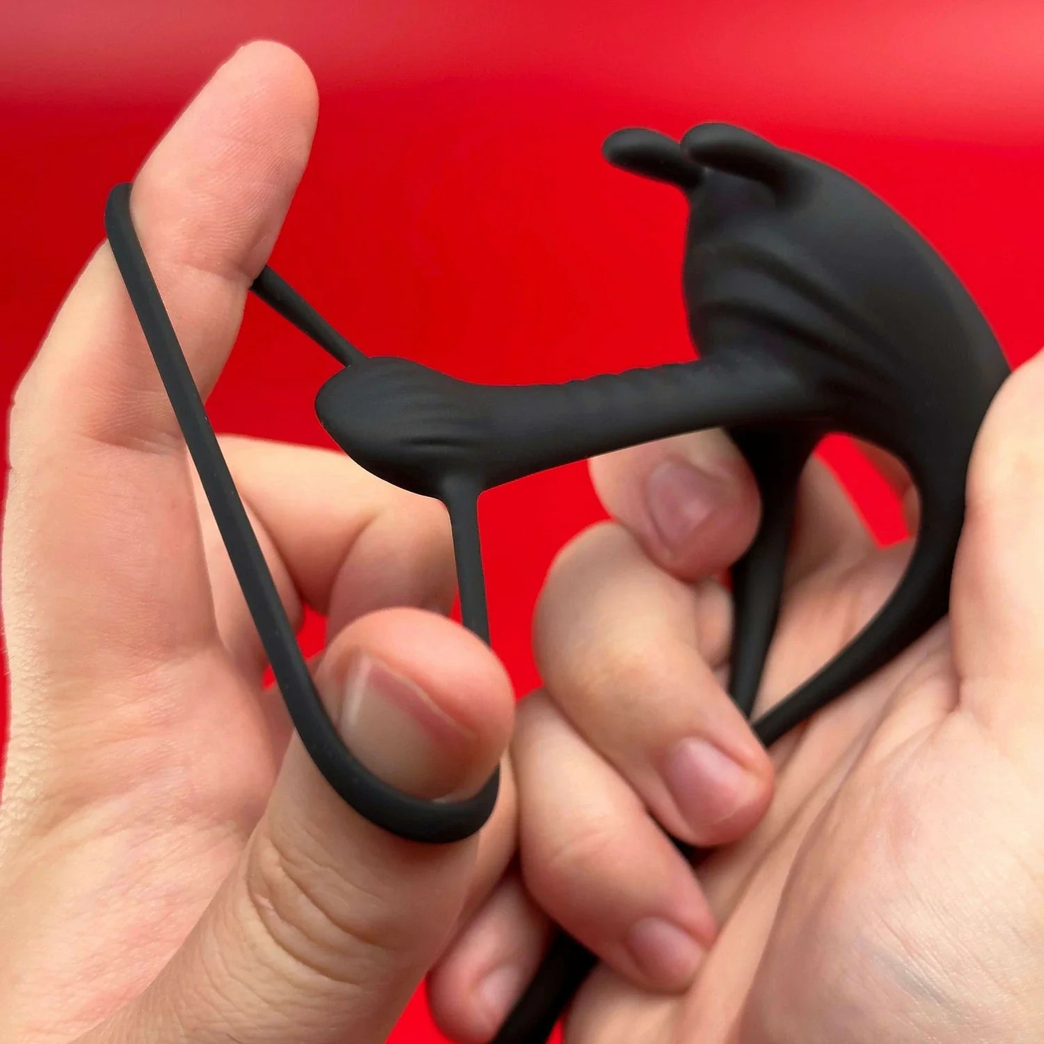 Adjustable Vibrating Rabbit Dual Penis Ring for Couple