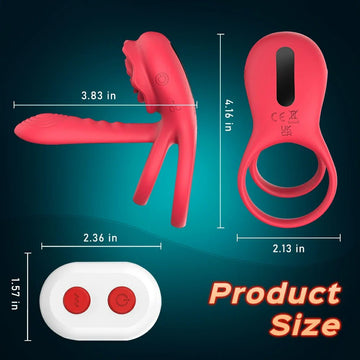 3 - in - 1 Rose Vibrating Penis Sleeve Double Cock Ring & Clitoral Stimulator Pleasure Enhancer for Couples