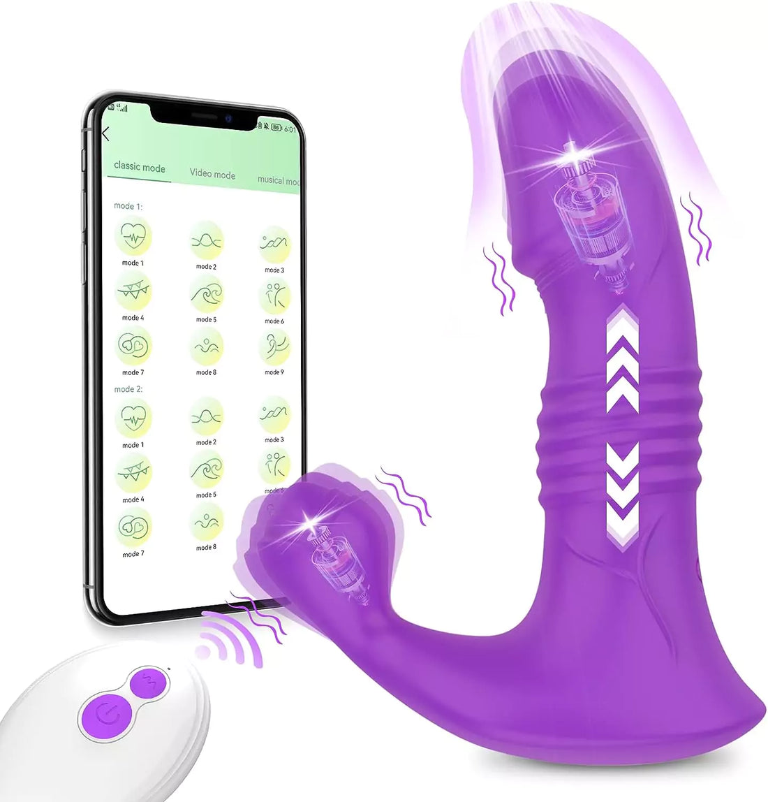 App Control Thrusting Dildo & Clitoral Stimulation