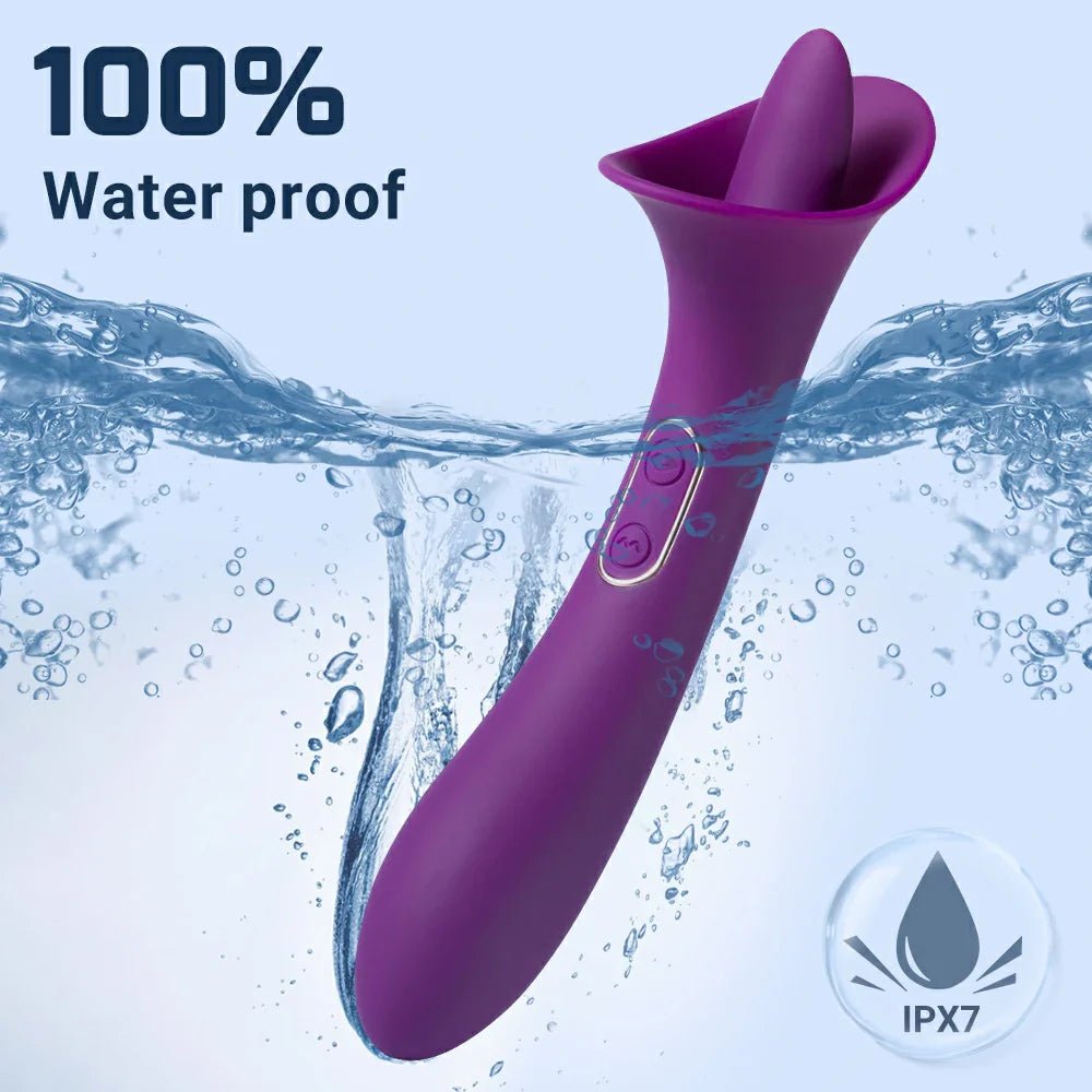 Elegant Double - End G Spot Rabbit Vibrator with Tongue Licking Clitoris