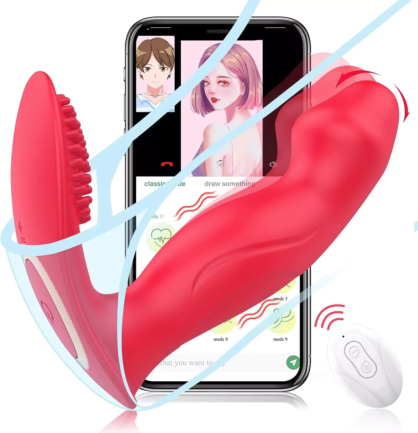 App Control Wiggling & Vibrating Double Stimulation Dildo