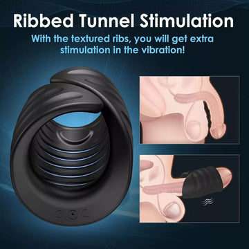 Belt Design Ribbed Tunnel APP Control Male Masturbator Penis Vibrator Trainer