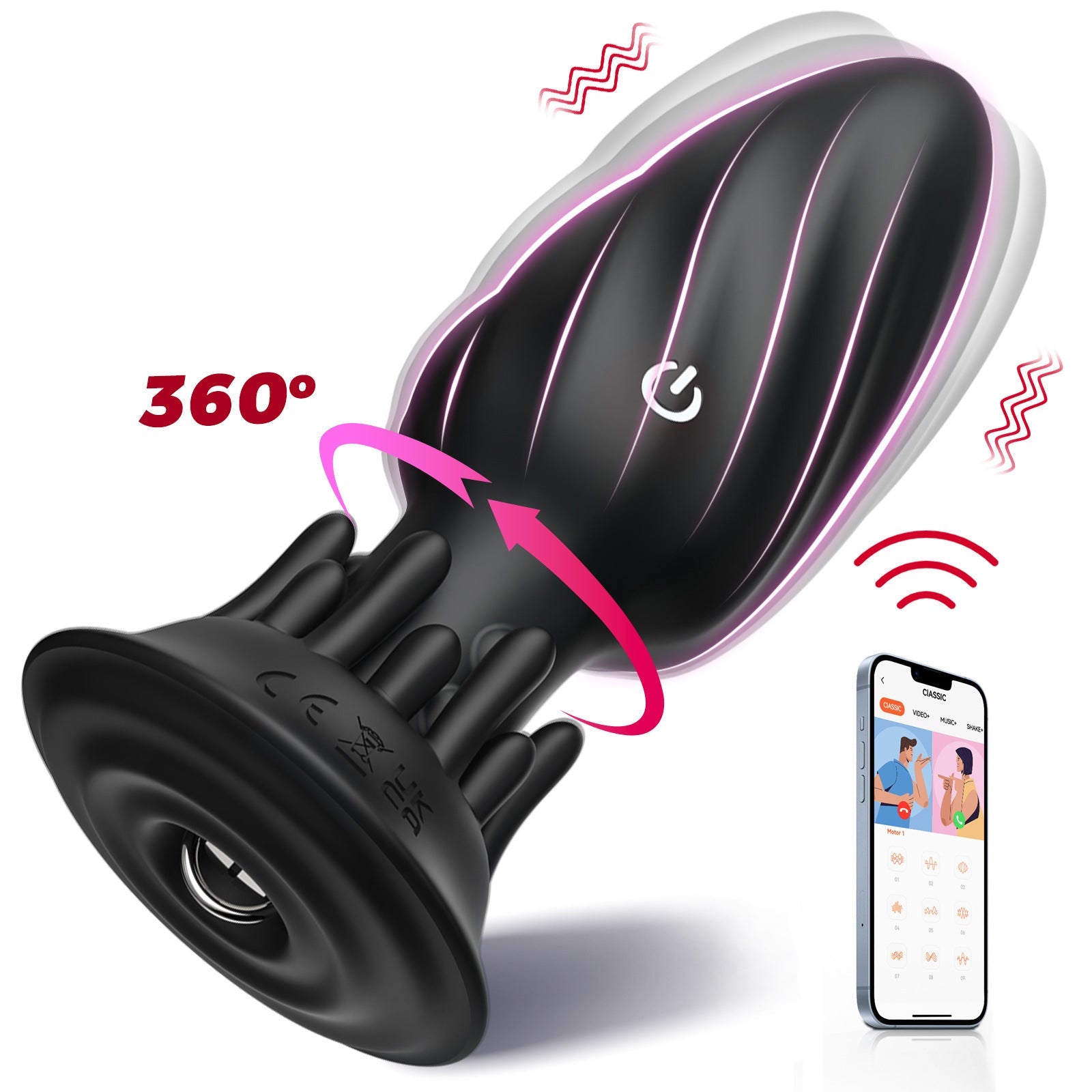 Rimming Rotating Anal Plug 9 Modes Waterproof Quiet APP Controlled