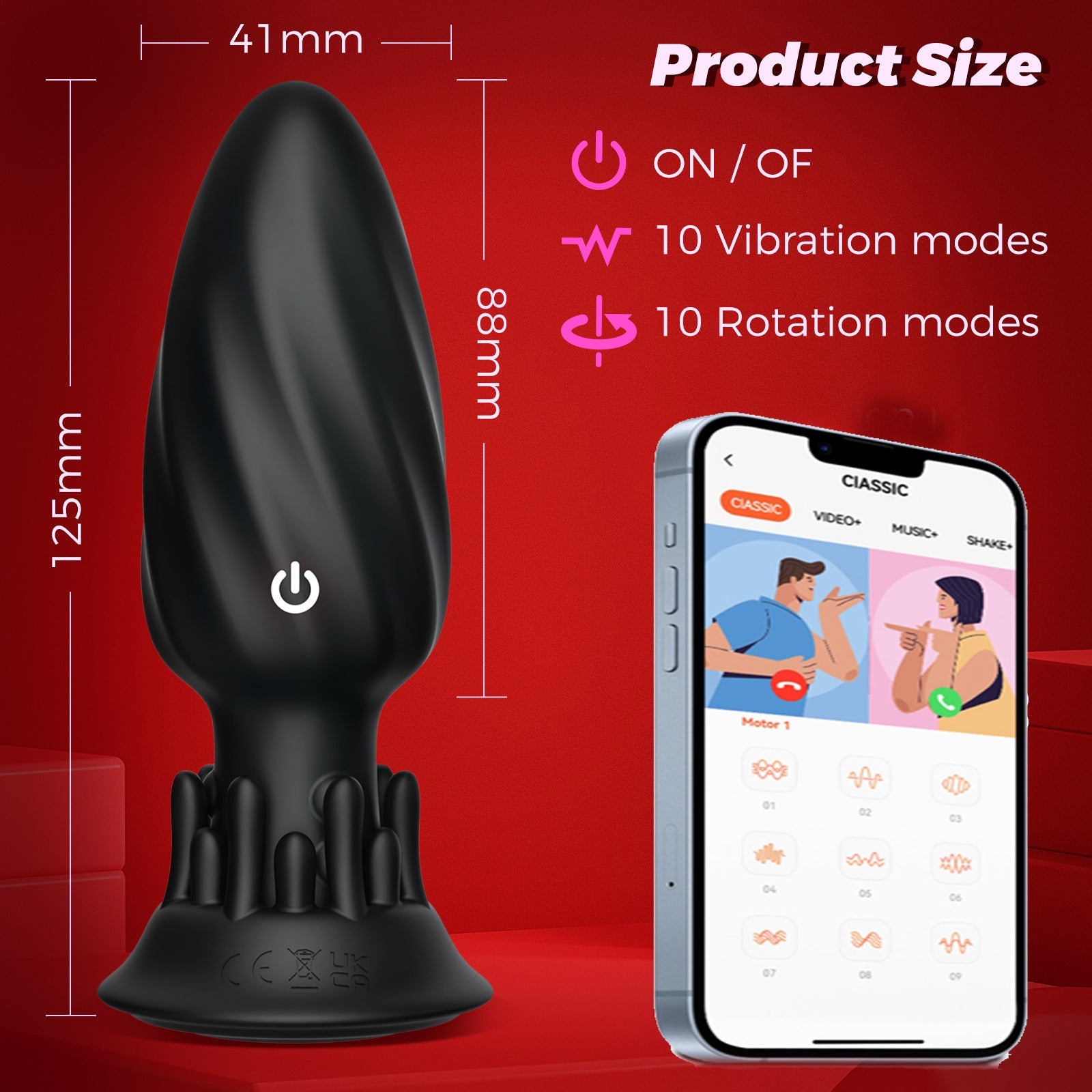 Rimming Rotating Anal Plug 9 Modes Waterproof Quiet APP Controlled