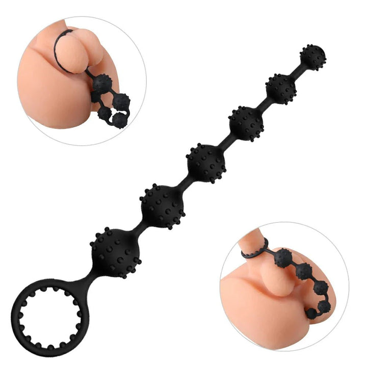 ToTo: Cat Tongue Sensation Multi - dot Stimulation Flexible Butt Beads and Cock Ring