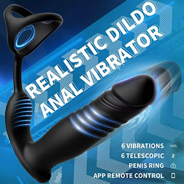 APP Control Thrusting Prostate Massager with 3 in 1 Cock Ring